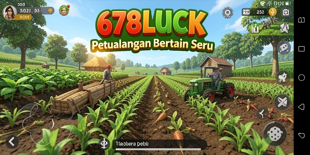 Screenshot utama 678LUCK menunjukkan kebun yang subur dan beragam.