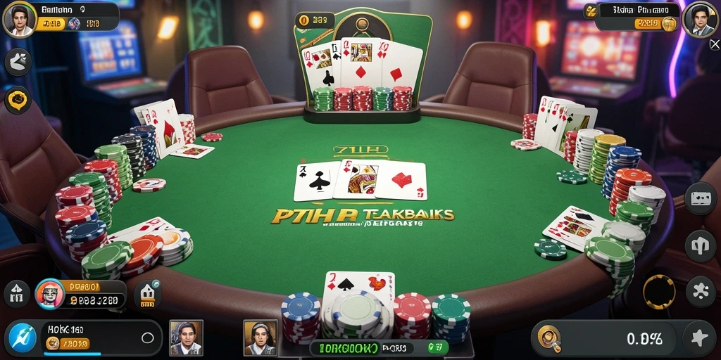 Screenshot gameplay 71H yang menunjukkan aksi Poker seru.