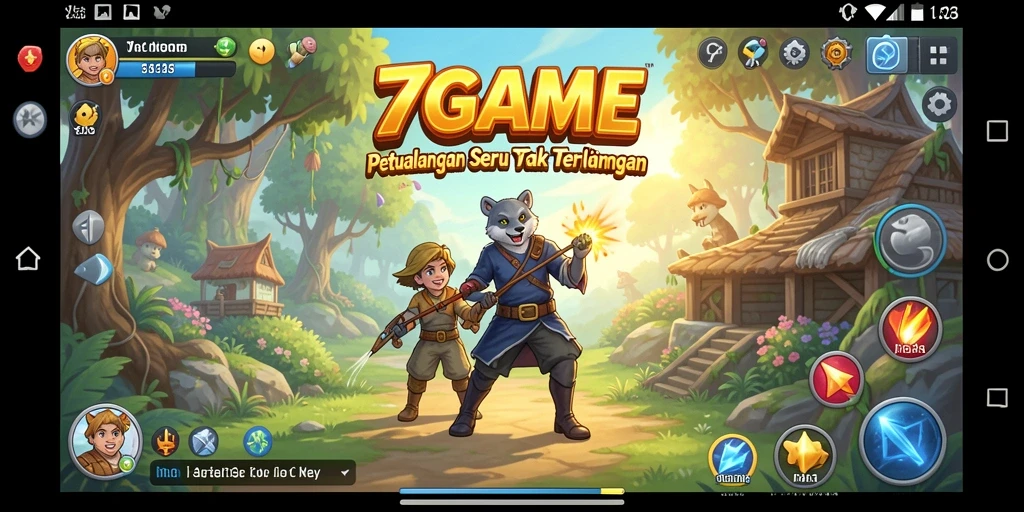 Tangkapan layar gameplay 7GAME menampilkan aksi petualangan yang mendebarkan.
