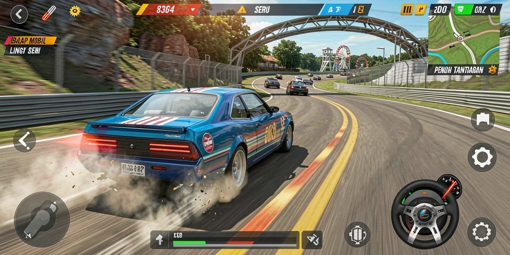 Gameplay seru balapan mobil di <strong>8364</strong> dengan lintasan yang menantang.