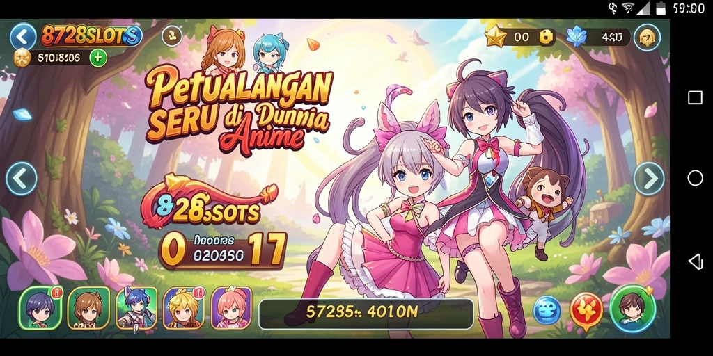 Screenshot gameplay Anime dari 8728SLOTS dengan karakter yang menarik.