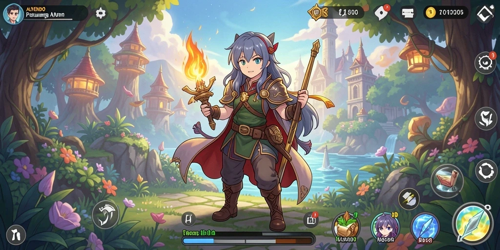 Tangkapan layar utama ALVENDO menunjukkan aksi karakter anime yang dinamis.