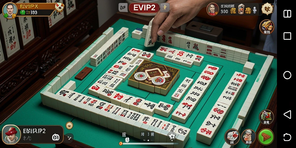 Tampilan gameplay menarik dari EVIP2 yang penuh strategi Mahjong.