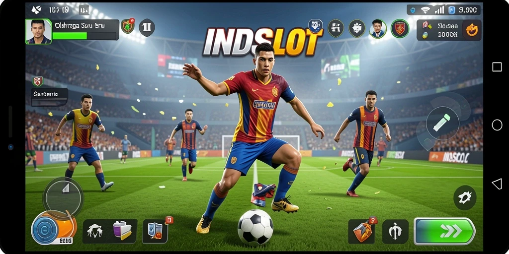 Screenshot gameplay <strong>INDSLOT</strong> menampilkan aksi olahraga yang mendebarkan dan grafis menawan.