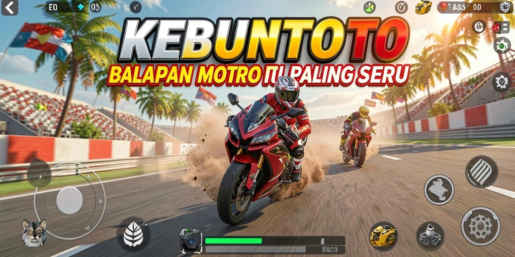 Tampilan gameplay balapan motor yang seru dan menegangkan.