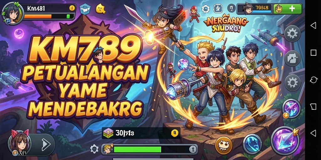 Screenshot gameplay KM789 dengan aksi karakter anime yang mendebarkan.