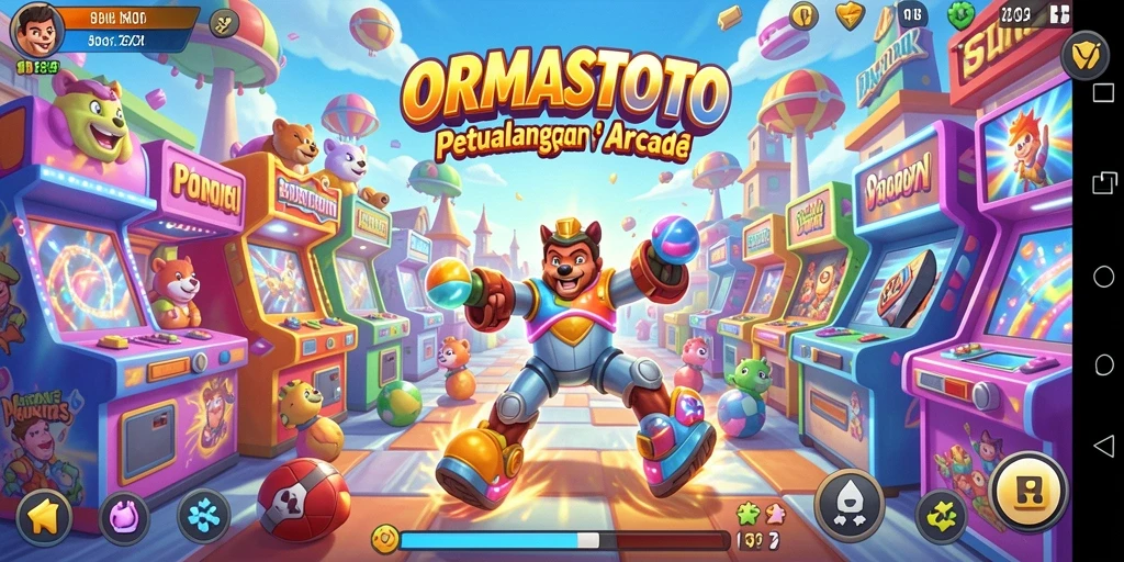 Tangkapan layar ORMASTOTO menunjukkan aksi seru dalam gameplay Arcade.