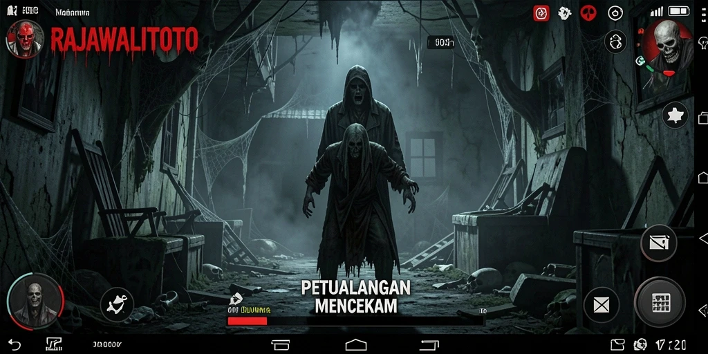Tangkapan layar RAJAWALITOTO menunjukkan atmosfer mencekam dan gameplay yang intens.