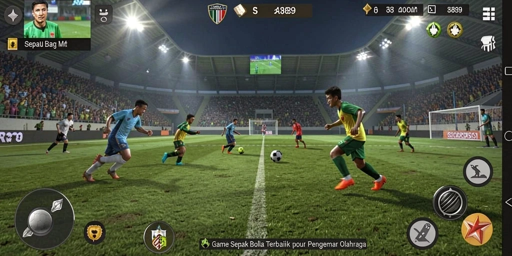 Tampilan gameplay RR89 dengan aksi sepak bola yang menegangkan.
