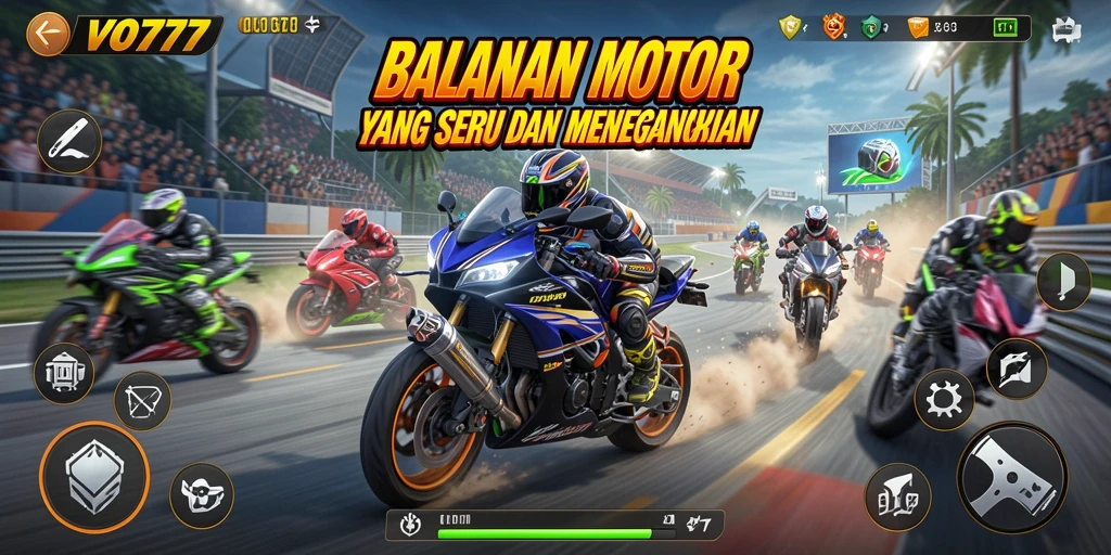 Screenshot VO777 menampilkan aksi balapan motor yang seru dan menegangkan.